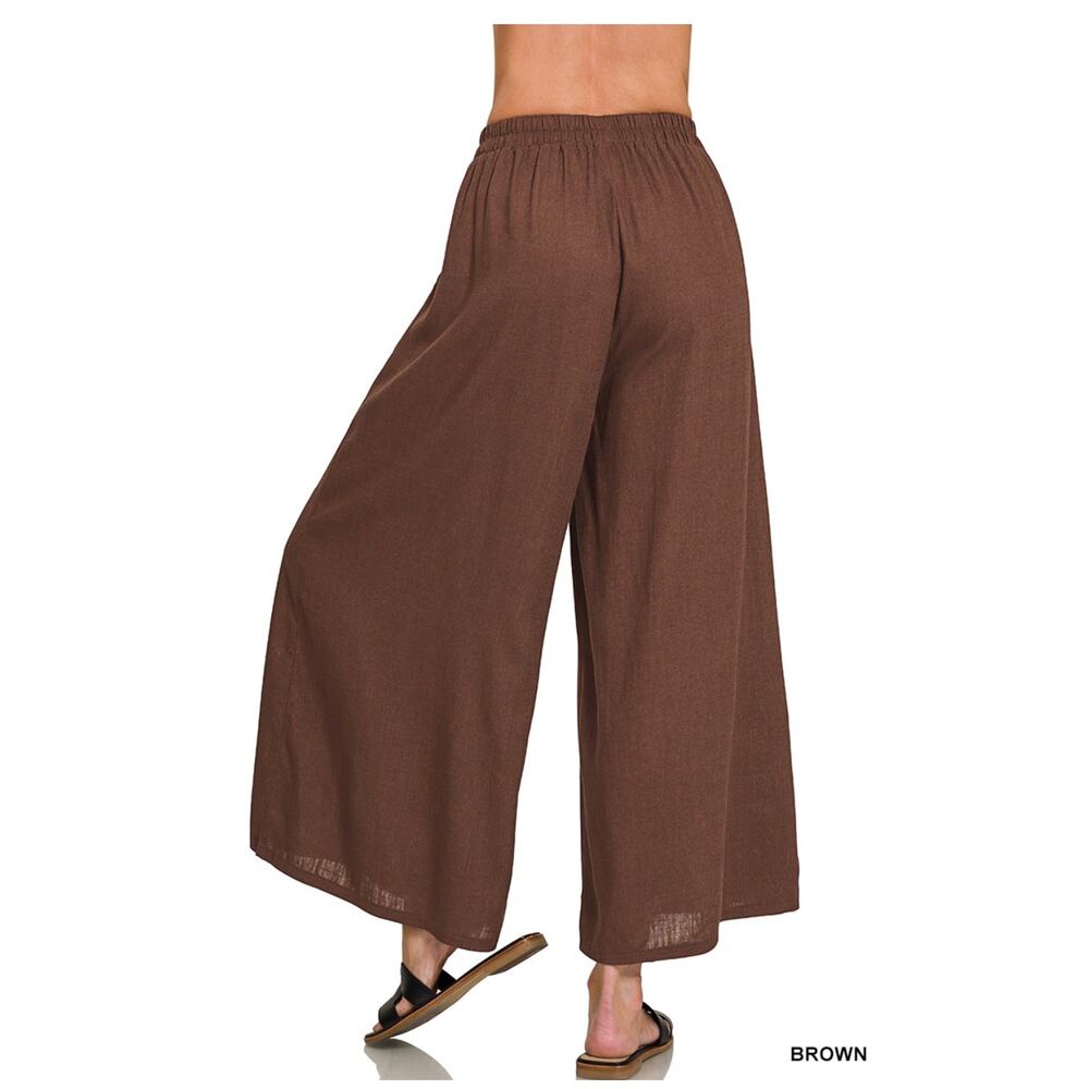 Zenana - Woven Pleated Linen Blend Wide Leg Pants - XLarge - Picture 3 of 4